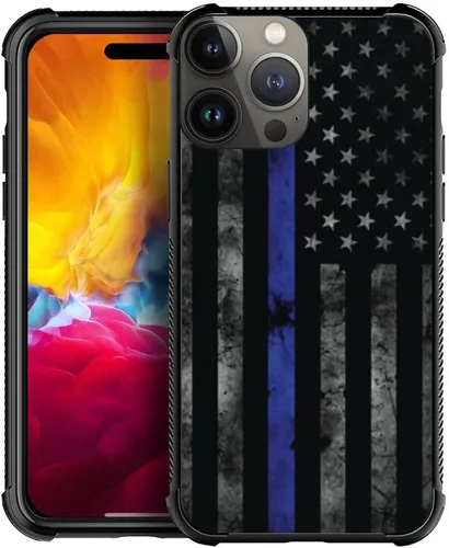 Vista 26 de DJSOK Funda para iPhone 11, Fundas para iPhone 11 con diseño de bandera de la policía estadounidense para hombres y mujeres, Funda trasera