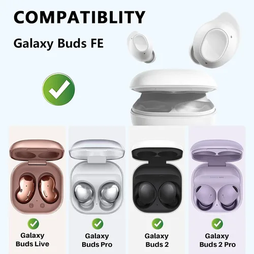 Vista 2 de Funda con Candado Seguro Transparente para Samsung Galaxy Buds FE/Galaxy Buds 2 Pro/Galaxy Buds Pro/Galaxy Buds Live, Accesorios para Galaxy Buds