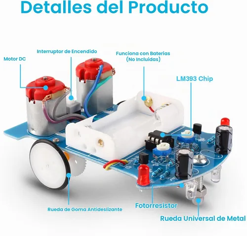 Vista 3 de WHDTS kit de manualidades para construir auto de monitoreo inteligente D2-5, para competencias escolares. 1 Pack-soldadura de seguimiento de coche