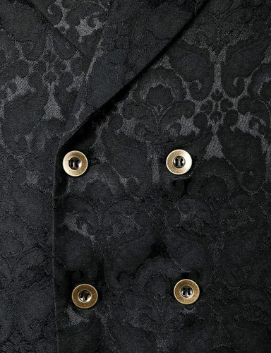 Vista 4 de ZEROYAA Chaleco de brocado jacquard de doble botonadura gótico steampunk para hombre, chaleco sin mangas