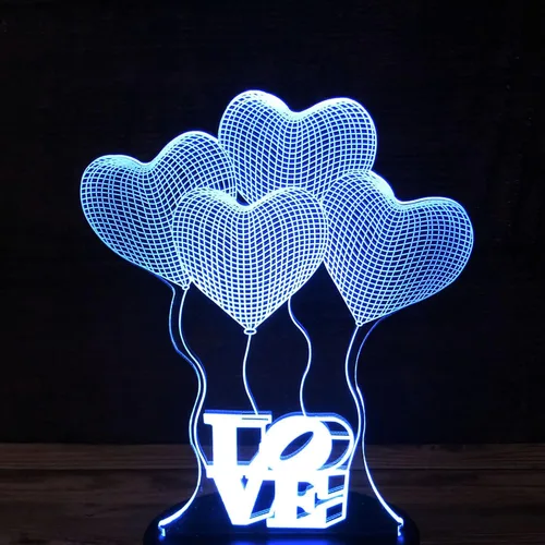 Vista 6 de Globo de amor romántico 3D acrílico para base de lámpara LED (solo acrílico. Base LED se vende por separado)