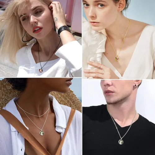 Vista 123 de FindChic Collares personalizados con urna para cenizas, barra vertical, gato, luna, reloj de arena, garra de perro, acero inoxidable, chapado en oro