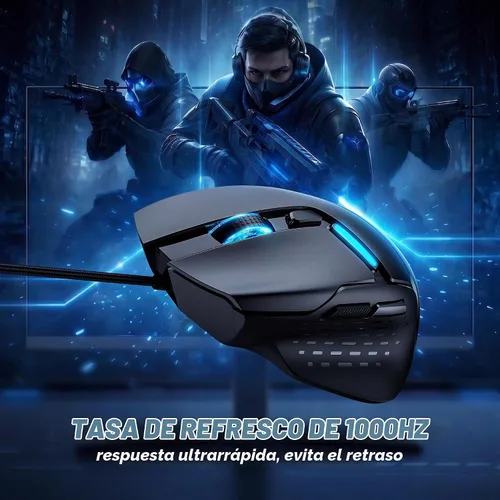 Vista 7 de Uineer Ratón para juegos con cable, 7200 DPI, 6 botones programables