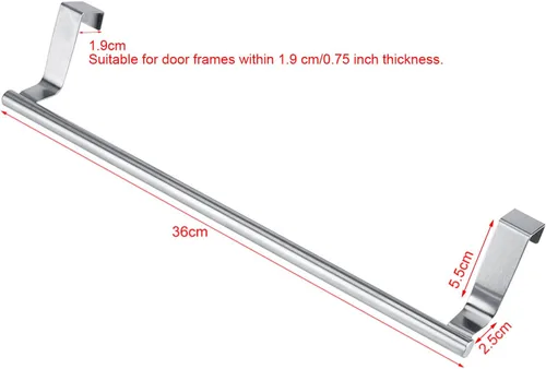 Vista 4 de Gavigain Toallero curvado de acero sobre la puerta, colgador para armario o armario, toallero para gabinete para cocina, baño, sostiene toallas