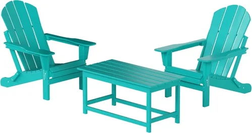 Vista 12 de WO Home Furniture - Juego de 3 sillas plegables para exteriores, mesa auxiliar, resistente a la intemperie y a los rayos UV, para césped, jardín
