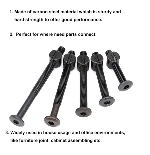 Vista 4 de cSeao 100 tornillos de cuna M6 para cuna de bebé, tornillos hexagonales negros para construir muebles de cuna, sillas de cuna, 0.591 in, 0.984 in