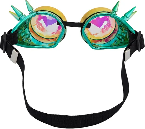 Vista 96 de Gafas caleidoscopio para raves trippy psicodélico steampunk con lentes de cristal de difracción de prisma arcoíris