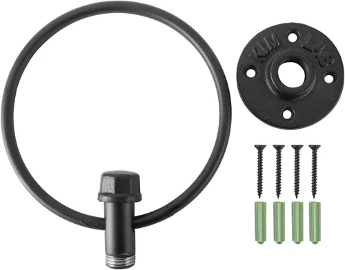 Vista 4 de HighFree Toallero industrial, soporte para toalla de mano de tubería de granja, accesorios de baño montados en la pared negro mate, anillo de toalla