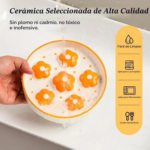 Vista 5 de Cuenco de cerámica para gatos con alimentación lenta, 6.3 pulgadas Naranja