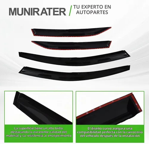Vista 6 de Viseras laterales de humo para ventana lateral de repuesto para Toyota Corolla 2009-2013