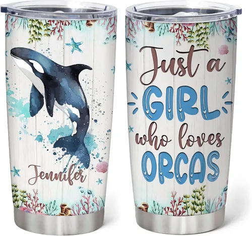 Vista 10 de Hyturtle Regalos personalizados para los amantes de los ajolotes – Just A Girl Who Loves Axolotls - Vaso de acero inoxidable con nombre