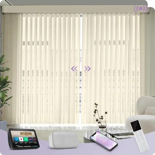 Vista 8 de Graywind Persianas verticales transparentes motorizadas compatibles con Alexa Google, cortinas transparentes inteligentes de privacidad, filtrado
