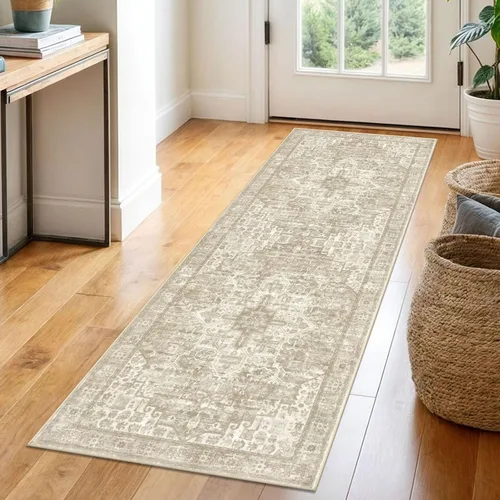 Vista 21 de SIILOOM Alfombra lavable de 2 x 3 pies, alfombra suave color taupe ceniza para entrada, tapete antideslizante para puerta de interior, tapete