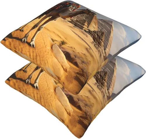 Vista 6 de 2PCS Throw Pillow Covers 12"x12" Square Pillowcases Covers Pyramid Camel Soft Pillowcases Modern Farmhouse Home Decor Sofa Cushions Covers for Couch