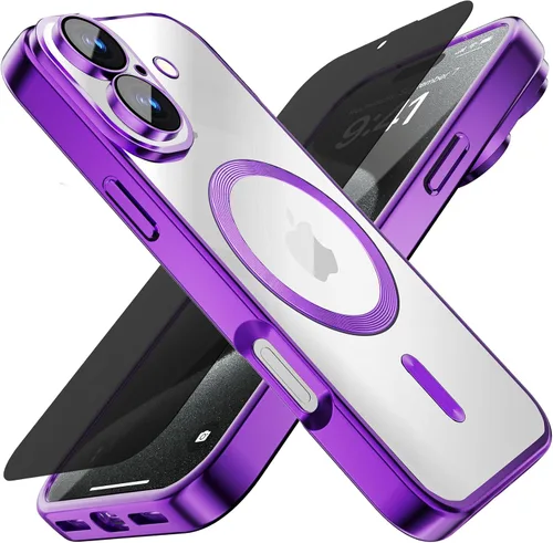 Vista 23 de Misscase Funda MagSafe compatible con iPhone 12 Pro Max con protector de lente de cámara, protección completa, funda magnética transparente
