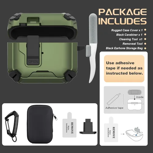 Vista 7 de Maxjoy Funda protectora para AirPods 4 2024, funda protectora para AirPods de 4ª generación con bloqueo automático, compatible con MagSafe, Verde