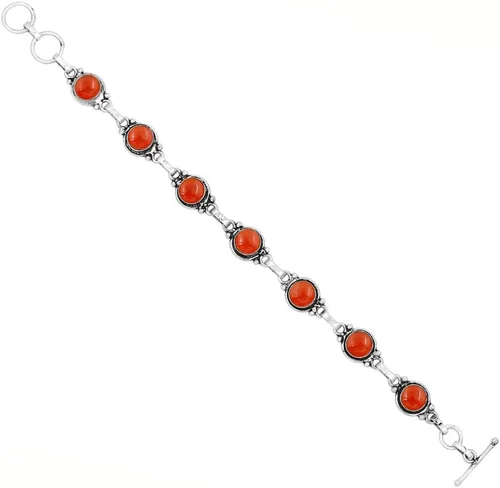 Vista 82 de Round Shape Natural & Synthetic Gemstones Silver Plated Bracelets for Women - Vintage Bohemian Style Handmade Birthstone Adjustable Link Bracelet
