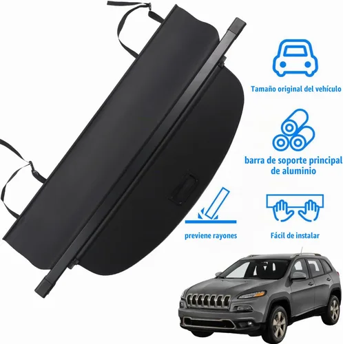 Vista 2 de para Jeep Cherokee Cubierta de Carga 2014 2015 2016 2017 2018 para Accesorios de Jeep Cherokee, Cubierta de Baúl Retráctil de Seguridad, Negra