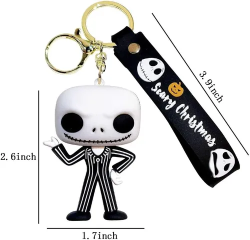 Vista 2 de 5 llaveros inspirados en Nightmare Before para regalo de Navidad, regalo de cumpleaños, suministros de fiesta para niños, mochila y bolso para niños