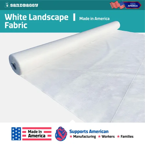 Vista 4 de Sandbaggy Tela blanca para paisajes, tela de filtro geotextil no tejida de 8 onzas, más resistente en el mercado, tela de 50 años, fabricada
