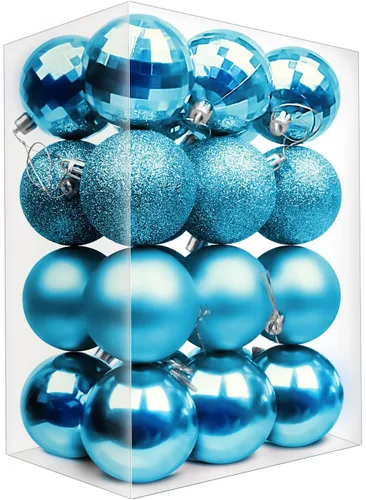 Vista 19 de Emopeak - Juego de 24 esferas navideñas, ornamentos irrompibles, 4 estilos, decoración colgante para árbol de Navidad, boda o fiesta