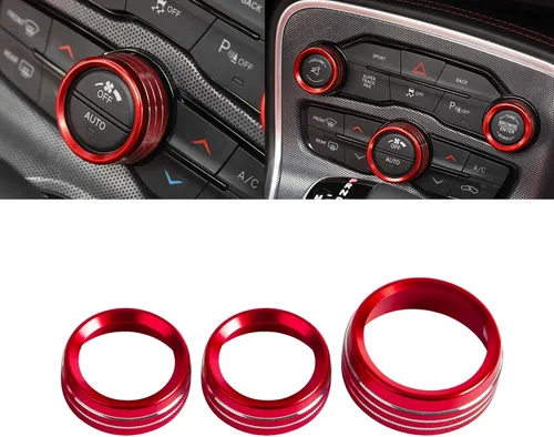 Vista 10 de Xotic Tech - 3 piezas de aluminio azul CA para interruptor de volumen de radio climática de control de botón de control compatible con Dodge Charger