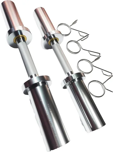 Vista 5 de qibylift - Juego de 2 mancuernas olímpicas Barras de mancuernas cargables, para placas de peso de 2 pulgadas, barra cromada de 16 pulgadas