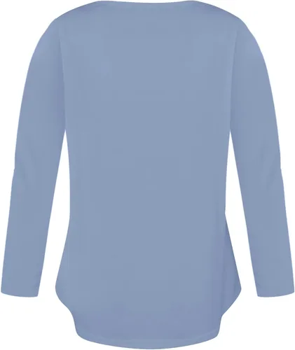 Vista 5 de Oggfader Blusas de manga larga para mujer, con cuello en V, ajuste holgado, con botones, color liso, casual, para otoño 2023