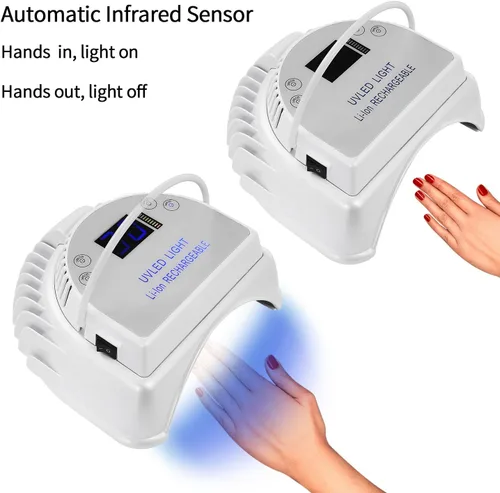 Vista 4 de 64W recargable Pro LED Gel Nail UV luz UV LED lámpara de uñas inalámbrico LED luz para uñas (blanco)