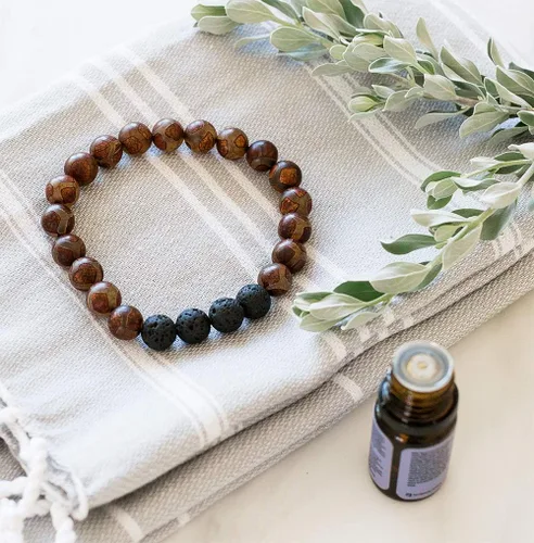 Vista 6 de Subherban Lava Rock Bracelet Essential Oil Bracelet - Handmade in the USA - Lava Stone Bracelet for Men - Oil Diffuser Lava Rock - Aromatherapy Oil
