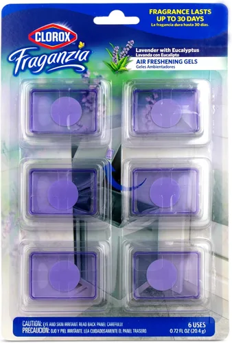 Vista 9 de Clorox Fraganzia - Geles ambientadores adhesivos en Island Escape, 6 unidades Ambientador sin enchufe, sin batería para latas de basura y más, 6