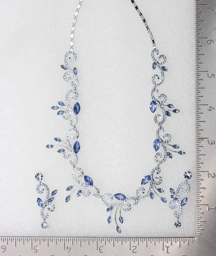 Vista 5 de Faship Precioso juego de collar y pendientes de cristal de diamantes de imitación