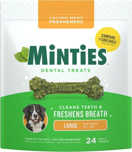 Vista 24 de Minties VetIQ - Golosinas dentales en hueso para perros, masticables dentales para perros medianos a grandes (más de 40 libras), 40