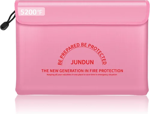 Vista 9 de JUNDUN Bolsa de documentos ignífuga con aislamiento térmico de 5200 ℉, bolsa de dinero impermeable e ignífuga de 14.0 x 10.4 pulgadas, bolsa