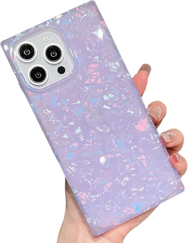 Vista 16 de Elegante Funda con Concha de Madre Perla para Niña Compatible con iPhone 14 de 6.1 Pulgadas, Funda Rectángulo con Borde, Elegante y delgada
