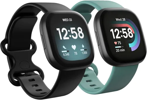 Vista 13 de Paquete de 2 bandas impermeables compatibles con Fitbit Versa 3/Fitbit Versa 4/Fitbit Sense/Sense 2, pulseras deportivas clásicas de repuesto suaves