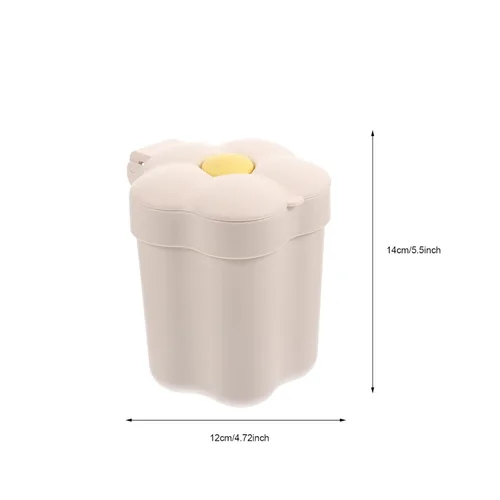 Vista 7 de Cabilock Mini botes de basura, en forma de flor, plástico, blanco, capacidad de 1.5 galones, basura de reciclaje, papelera de oficina