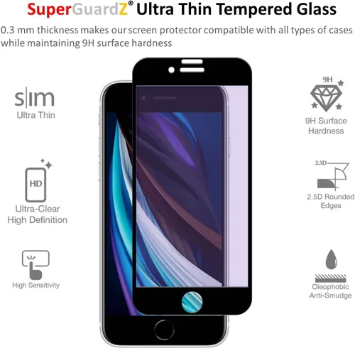 Vista 3 de Protector de pantalla para iPhone SE (3ª / 2ª generación, 2022/2020) / iPhone 8 / iPhone 7 protector de pantalla de vidrio templado antiluz azul
