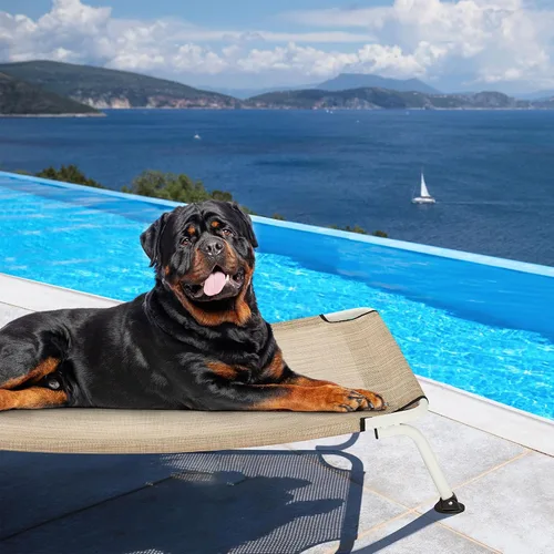 Vista 7 de Veehoo Cama elevada para perros para exteriores, camas elevadas impermeables y refrescantes para perros, camas cots XL, hamaca curvada
