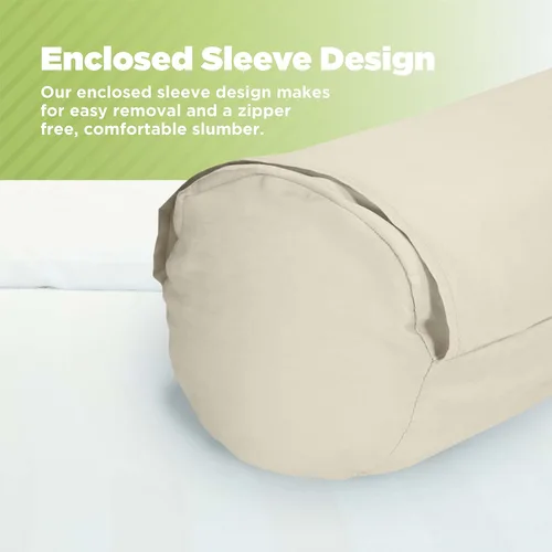 Vista 6 de Funda de almohada de algodón orgánico con tejido de satén de 500 hilos, tela suave y transpirable, con diseño de manga cerrada, funda de almohada