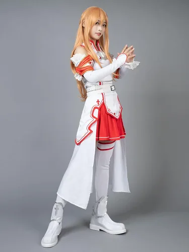 Vista 4 de Cosfun Yuuki Asuna SAO - Conjunto completo de disfraz de cosplay para mujer mp003072