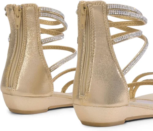 Vista 8 de DREAM PAIRS - Sandalias de plataforma baja para mujer, con correa al tobillo y diamantes de imitación