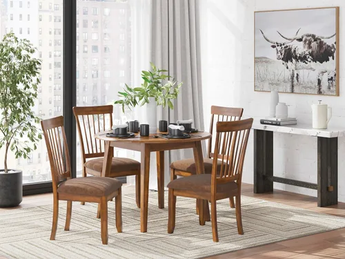 Vista 10 de Signature Design by Ashley Berringer Sillas de comedor con respaldo de husillo de 18" (juego de 2) – Marrón claro rústico con asiento acolchado