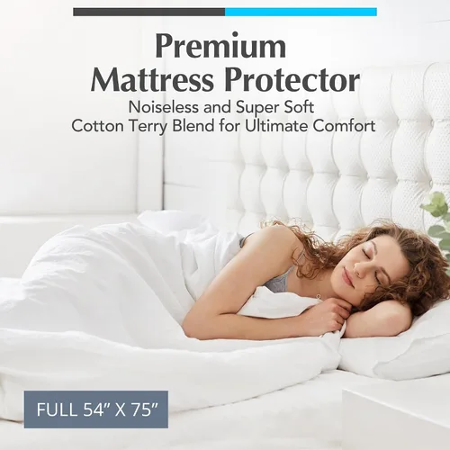 Vista 2 de Protector de colchón, de la marca Handy Laundry, hipoalergénico e impermeable, Poliéster & Mezcla de poliéster, Blanco