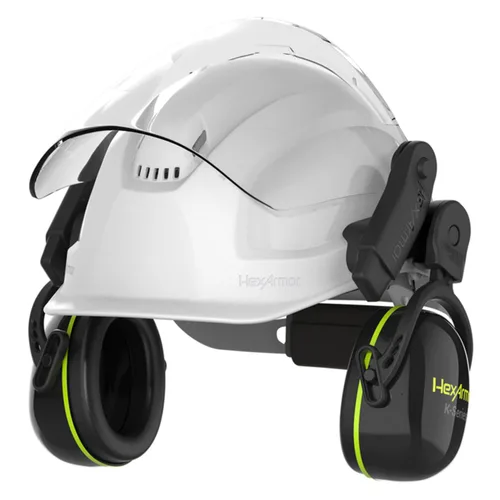 Vista 2 de HexArmor K-Series Ceros K2M Orejeras mecánicas de protección auditiva, 25dB NRR, para cascos de la serie XP, modelo 17-17002 Orejeras mecánicas K2m
