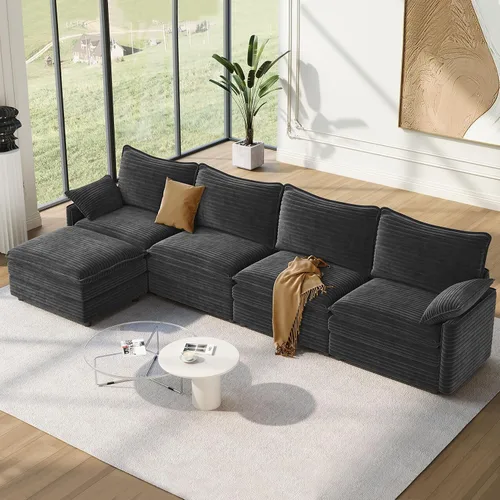 Vista 92 de Vesgantti Sofá modular de 108 pulgadas, cómodo sofá de nube con asiento profundo otomano movible, sofá modular en forma de L, sofás seccionales
