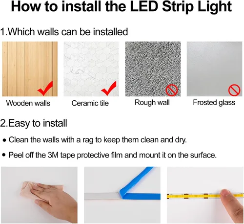 Vista 8 de COB - Tira de luz LED con certificación UL, CC de 12 V, tira de luz LED flexible, superbrillante, regulable, 16.4 pies, 1600 LED, de alta densidad