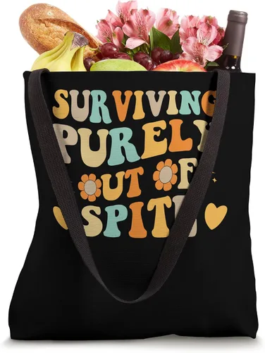 Vista 4 de Surviving Purely Out Of Spite Humorístico Groovy - Bolso de mano para hombres, mujeres y niños