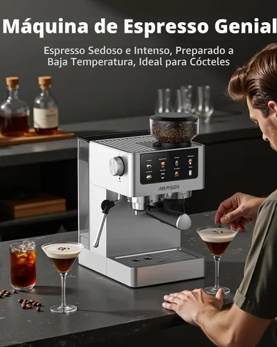 Vista 9 de AIRMSEN Máquina de café expreso con molinillo, 20 bares, varita de vapor