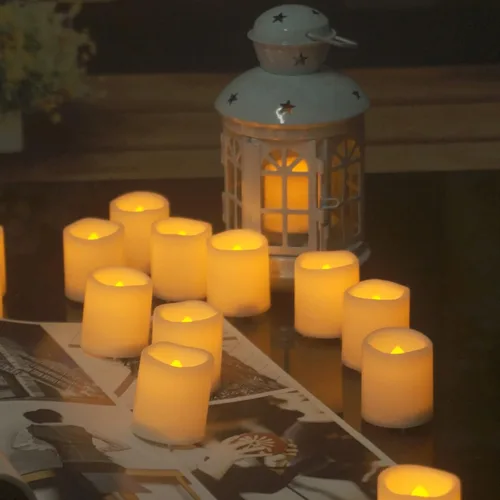 Vista 5 de CANDLE CHOICE Velas votivas sin llama que funcionan con pilas con temporizador, pequeñas luces LED con temporizador de ciclo diario automático